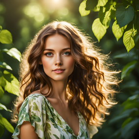 欧美唯美绿色森系风格美女写真摄影图片